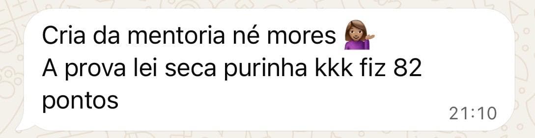 Aluna comentando — a prova foi lei seca pura, fez 82 pontos
